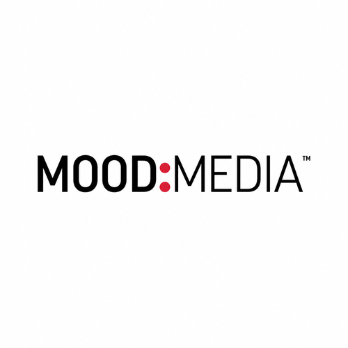 Text MOOD:MEDIA logo with black lettering and a red colon on a white background